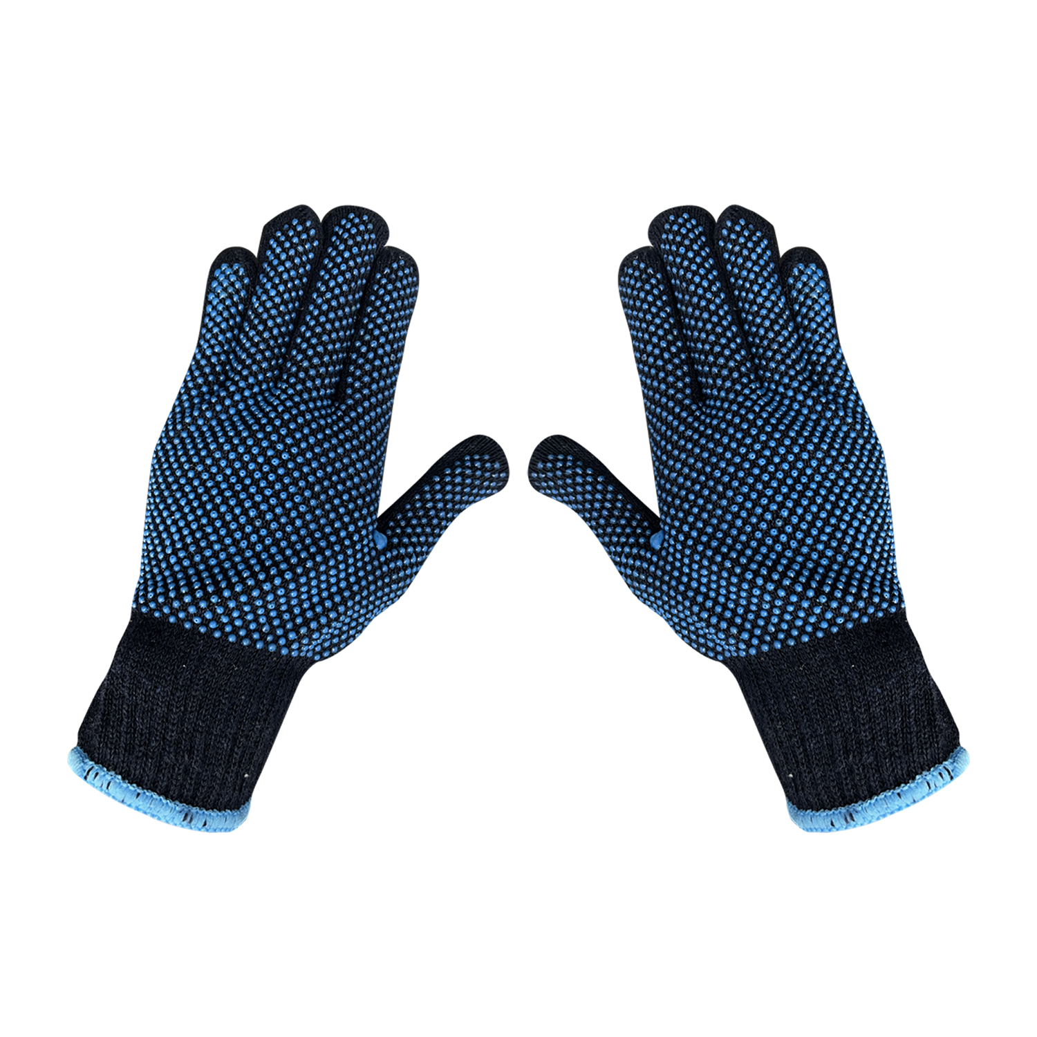 Customized Supplier Anti Slip Double Sides PVC Dotted Gloves Navy Blue Dots Cotton Gloves Bulk Construction