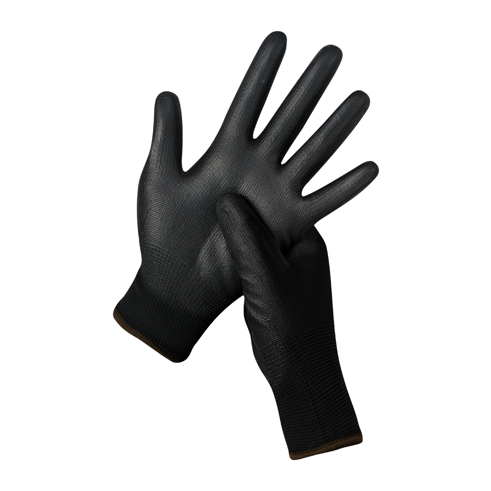 Black Half Palm Dust-Free Electronic Hand Nylon PU Coated Gloves