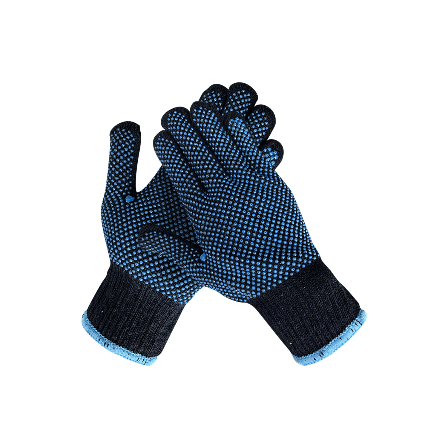 Customized Supplier Anti Slip Double Sides PVC Dotted Gloves Navy Blue Dots Cotton Gloves Bulk Construction