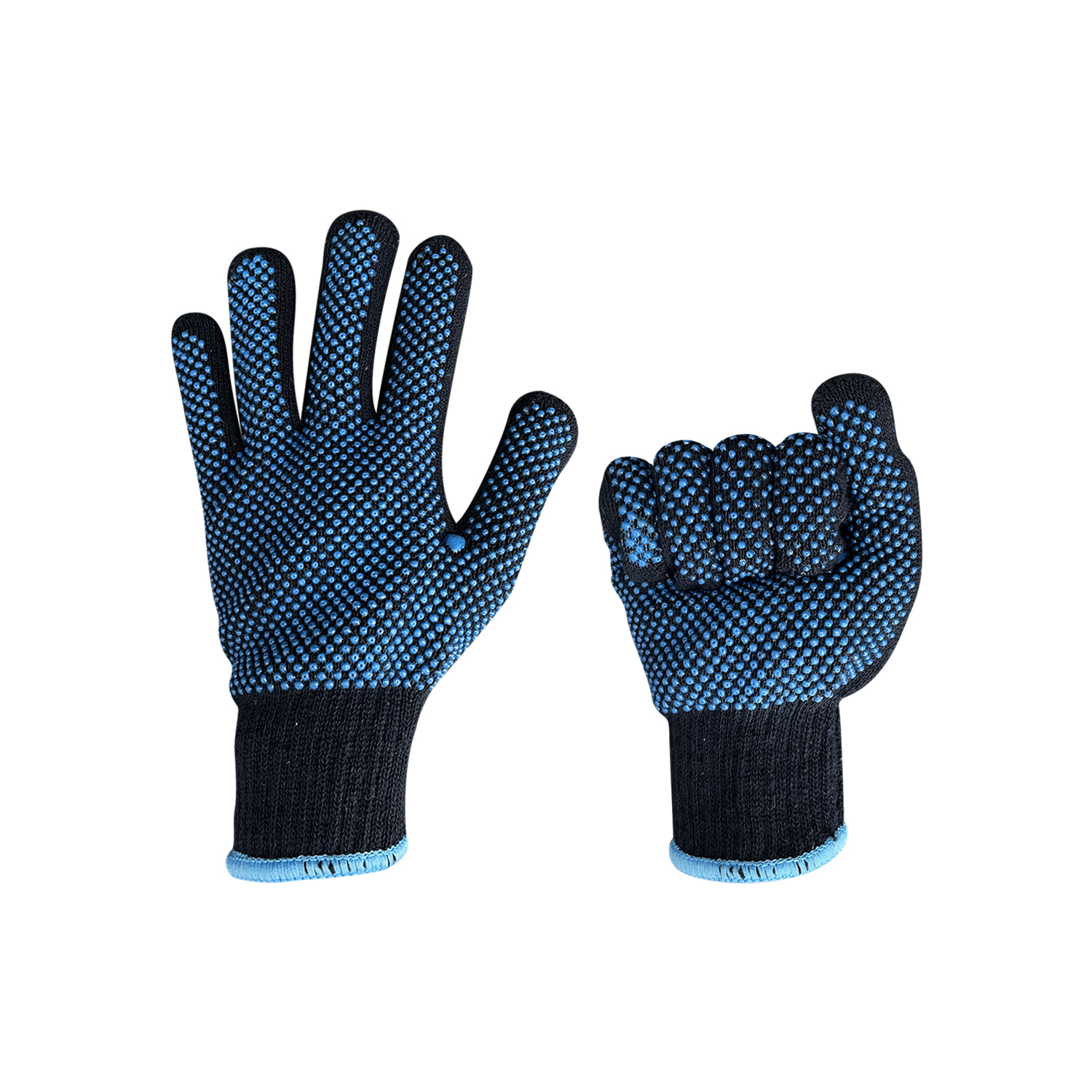 Customized Supplier Anti Slip Double Sides PVC Dotted Gloves Navy Blue Dots Cotton Gloves Bulk Construction