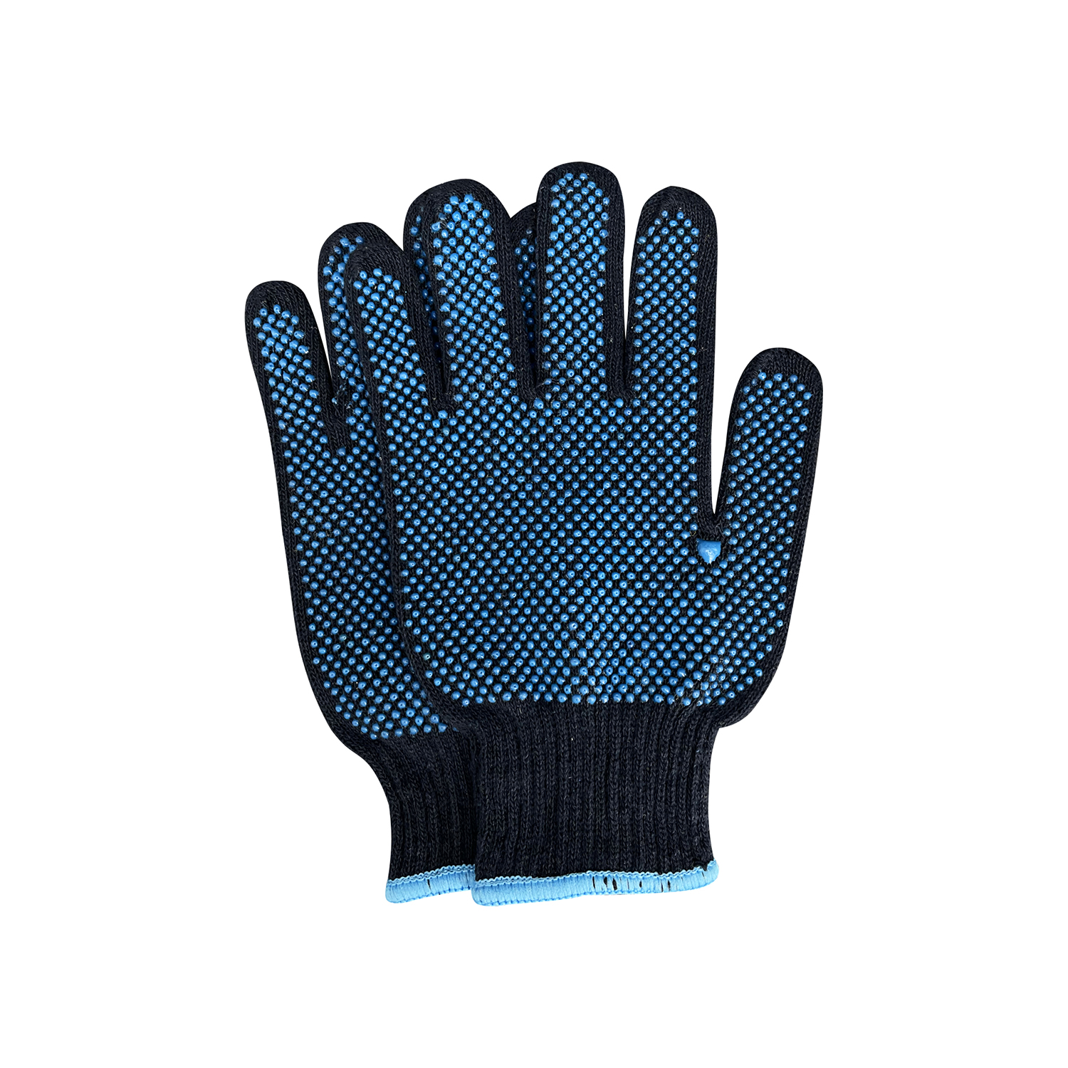 Customized Supplier Anti Slip Double Sides PVC Dotted Gloves Navy Blue Dots Cotton Gloves Bulk Construction