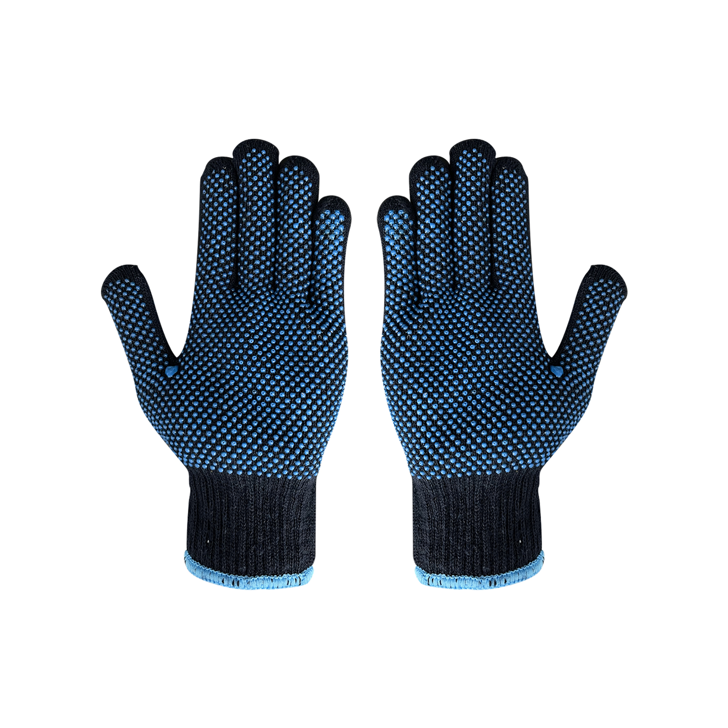 Wholesale Safety 10 Guage Cotton Knitted Glove Blue PVC Dotted Safety Work Gloves