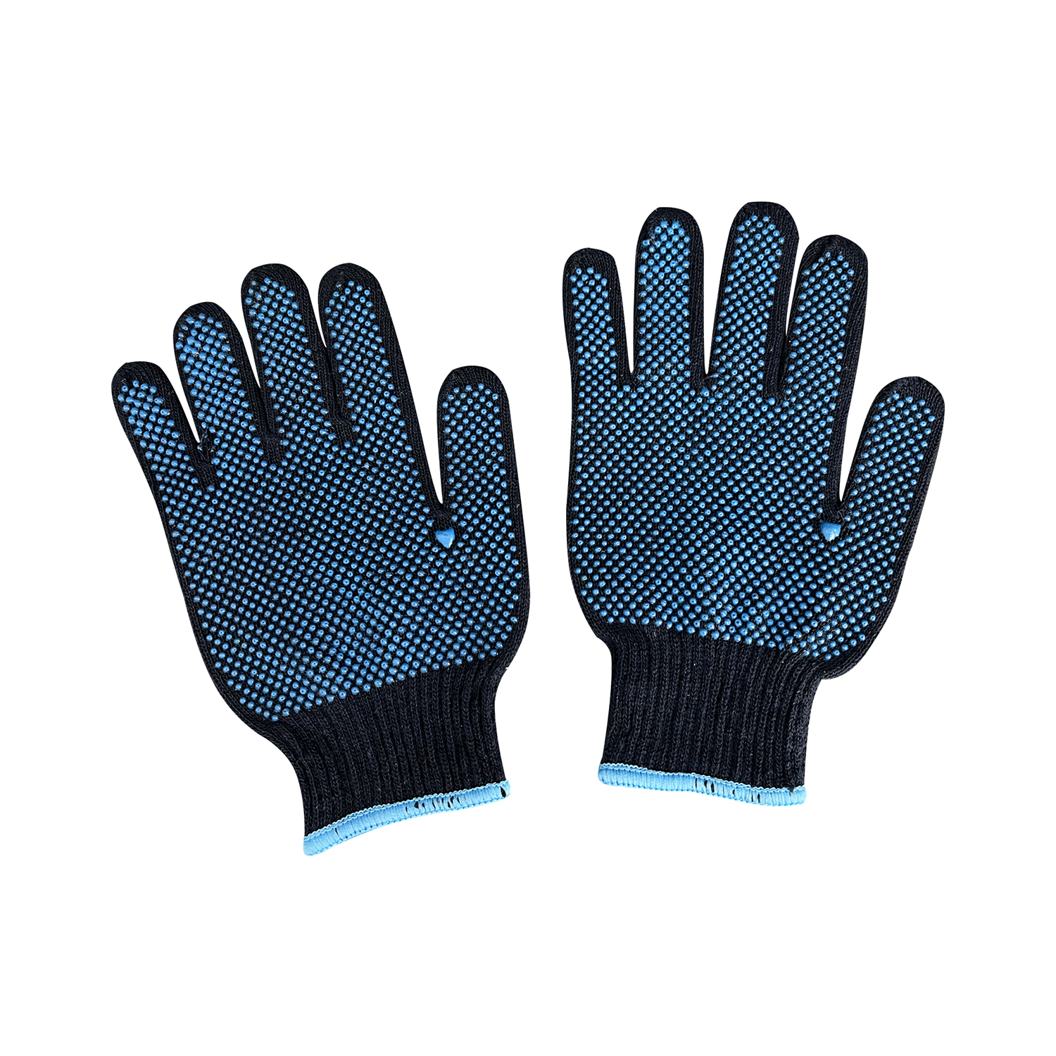 Customized Supplier Anti Slip Double Sides PVC Dotted Gloves Navy Blue Dots Cotton Gloves Bulk Construction