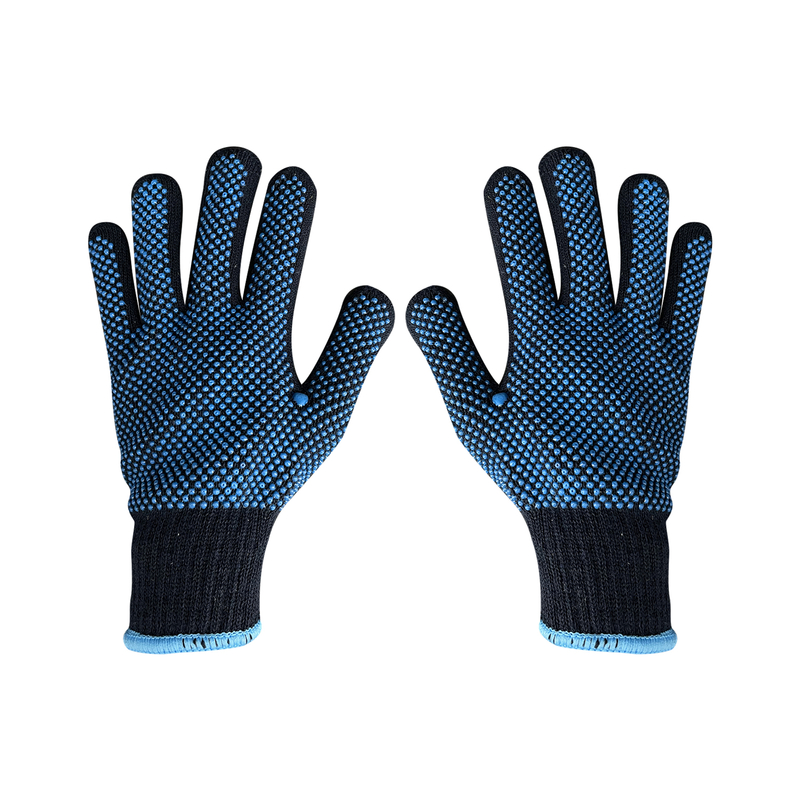 Customized Supplier Anti Slip Double Sides PVC Dotted Gloves Navy Blue Dots Cotton Gloves Bulk Construction