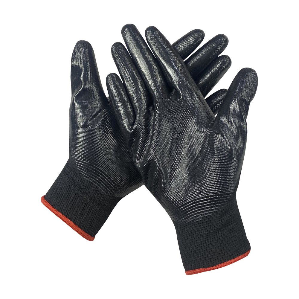 China Wholesale Industrial Hand Nitrile Coated Safety Work Glove Nylon Gloves for Construction Working