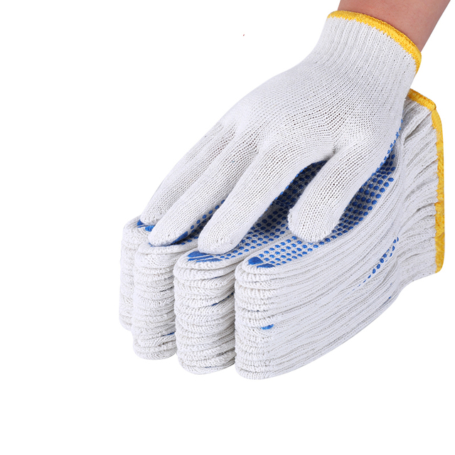 Blue PVC Dotted Cotton Gloves
