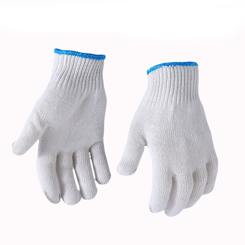 Cotton Gloves with Blue Edge