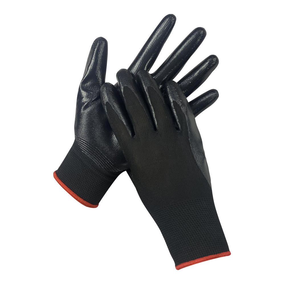 China Wholesale Industrial Hand Nitrile Coated Safety Work Glove Nylon Gloves for Construction Working